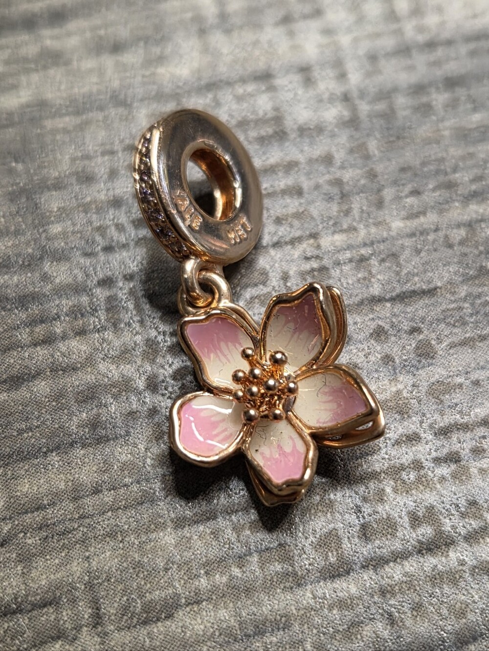 Authentic Pandora Cherry Blossom Dangle Charm 14k rose gold plating
